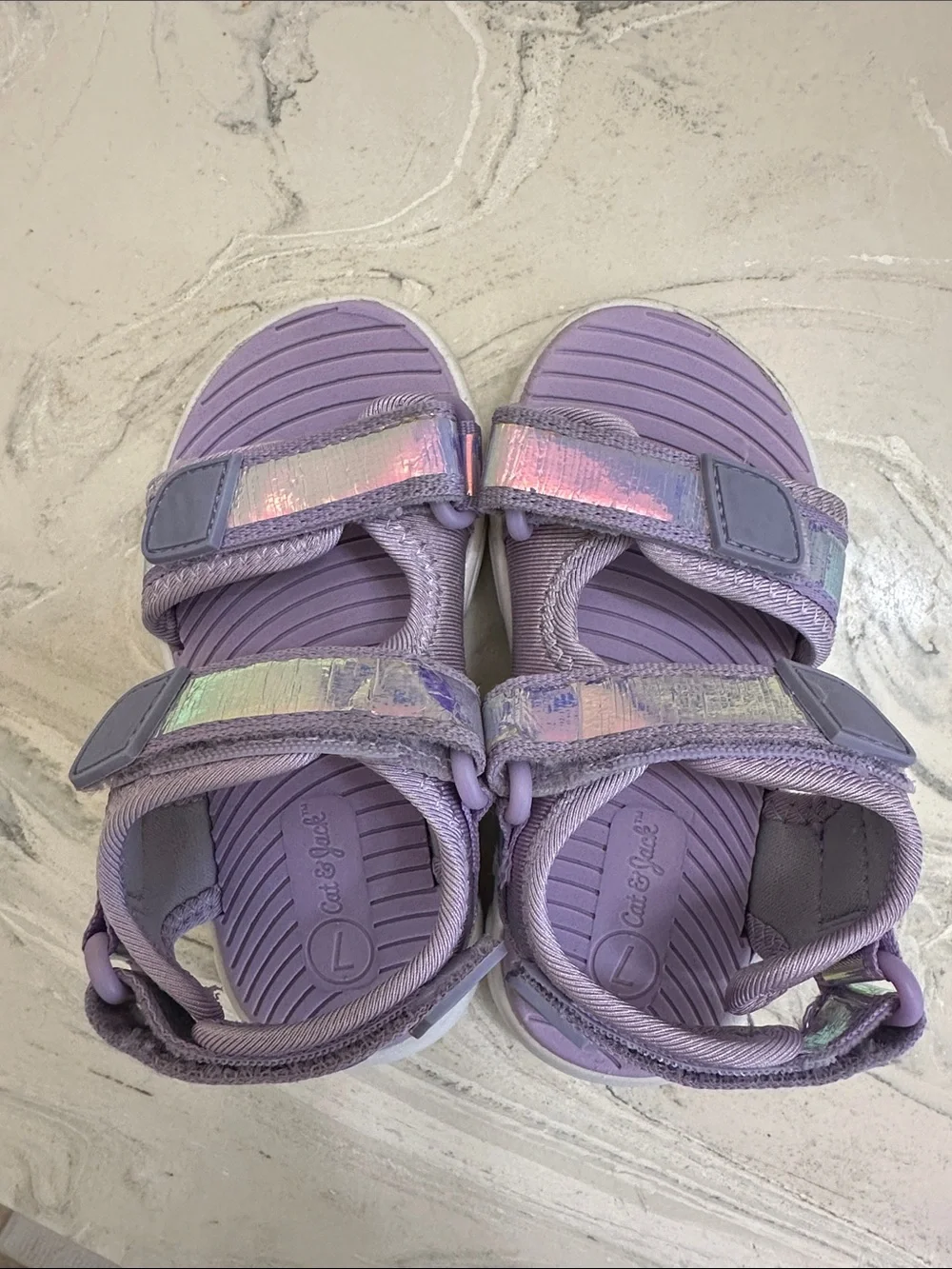 Cat & Jack Lavender Iridescent Strap Kids Sandals